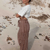 Bobbi Pant | Striped Choc + Brown