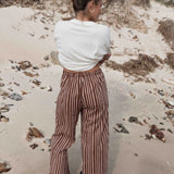 Bobbi Pant | Striped Choc + Brown