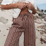 Bobbi Pant | Striped Choc + Brown