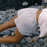 Ava Short Washed Blue Stripe