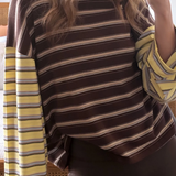Kennedy Stripe Long Sleeve Tee - Brown/Yellow Stripe