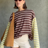 Kennedy Stripe Long Sleeve Tee - Brown/Yellow Stripe