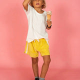 Mini Terry Towelling Shorts in Butter Yellow