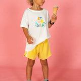 Mini Terry Towelling Shorts in Butter Yellow