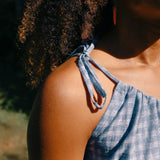 One Shoulder Tie Top -  Blue Gingham