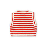 Organic Knitted Crochet-Shell Vest - Chilli