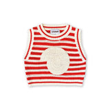 Organic Knitted Crochet-Shell Vest - Chilli